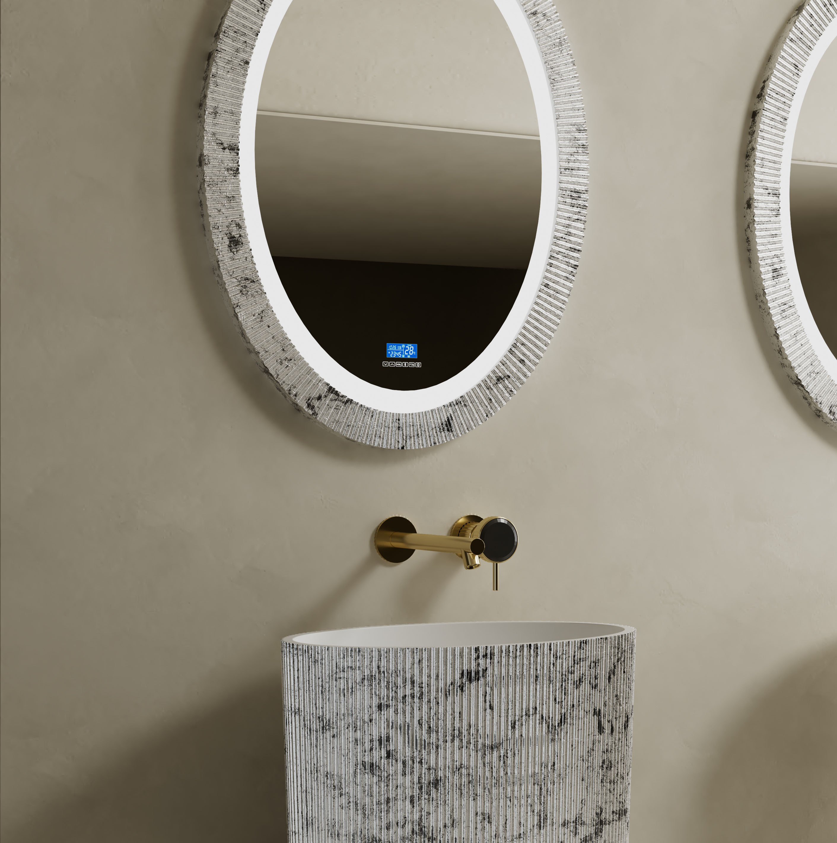 Wholesale High End Quality Fluted Silver Leaf Freestanding Wash Basins QJ-RZ0887S