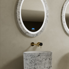 Wholesale High End Quality Fluted Silver Leaf Freestanding Wash Basins QJ-RZ0887S