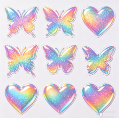 Holographic Glitter Stickers – Safe Non-Toxic, Easy to Peel No Residue, Shiny Iridescent Stickers for Crafts, Journals, Laptops & Party Favors | Fashionable & Reusable