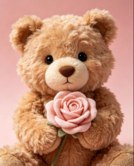 Rose Teddy Bear Plush Toy | Valentines Day Stuffed Animal with Rose | Cute Soft Bear Gift for Her Him