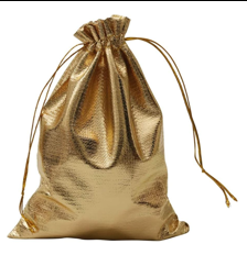 Custom Metallic Gold Drawstring Pouches for Jewelry & Gift Packaging