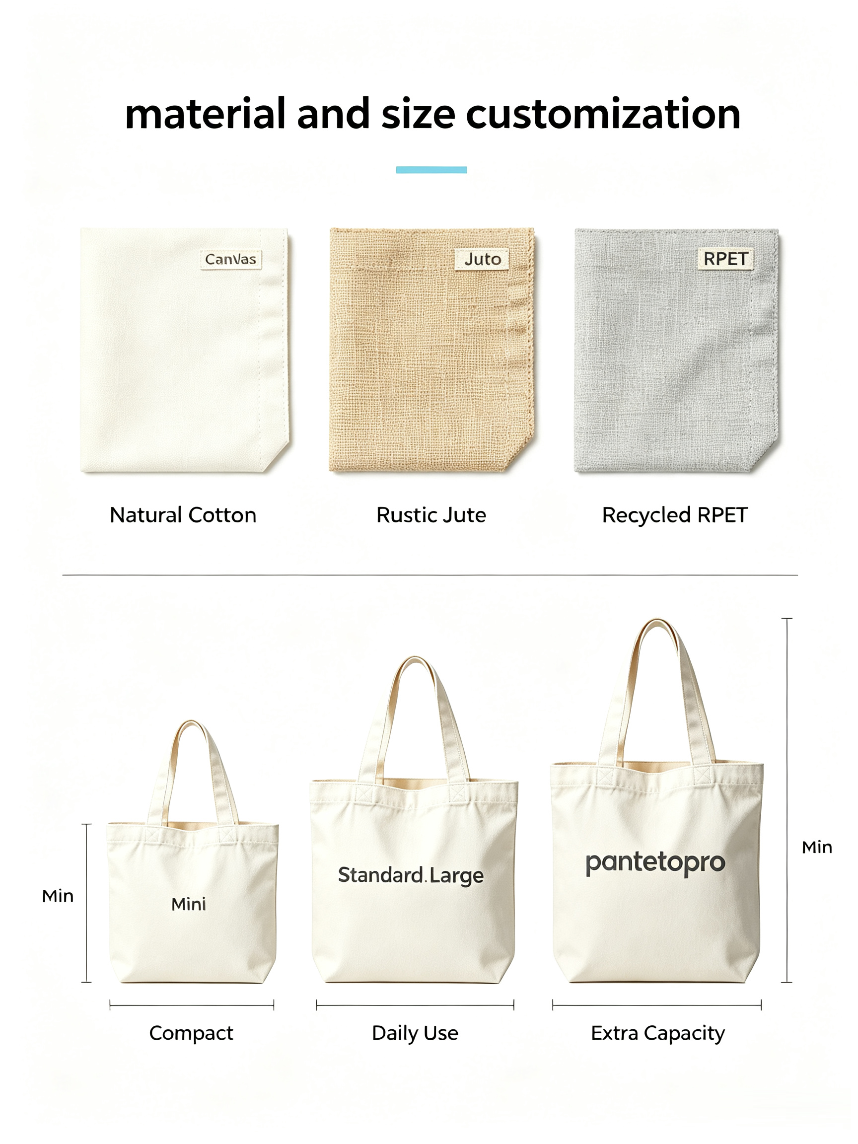Custom Tote Bag Material and Size Customization