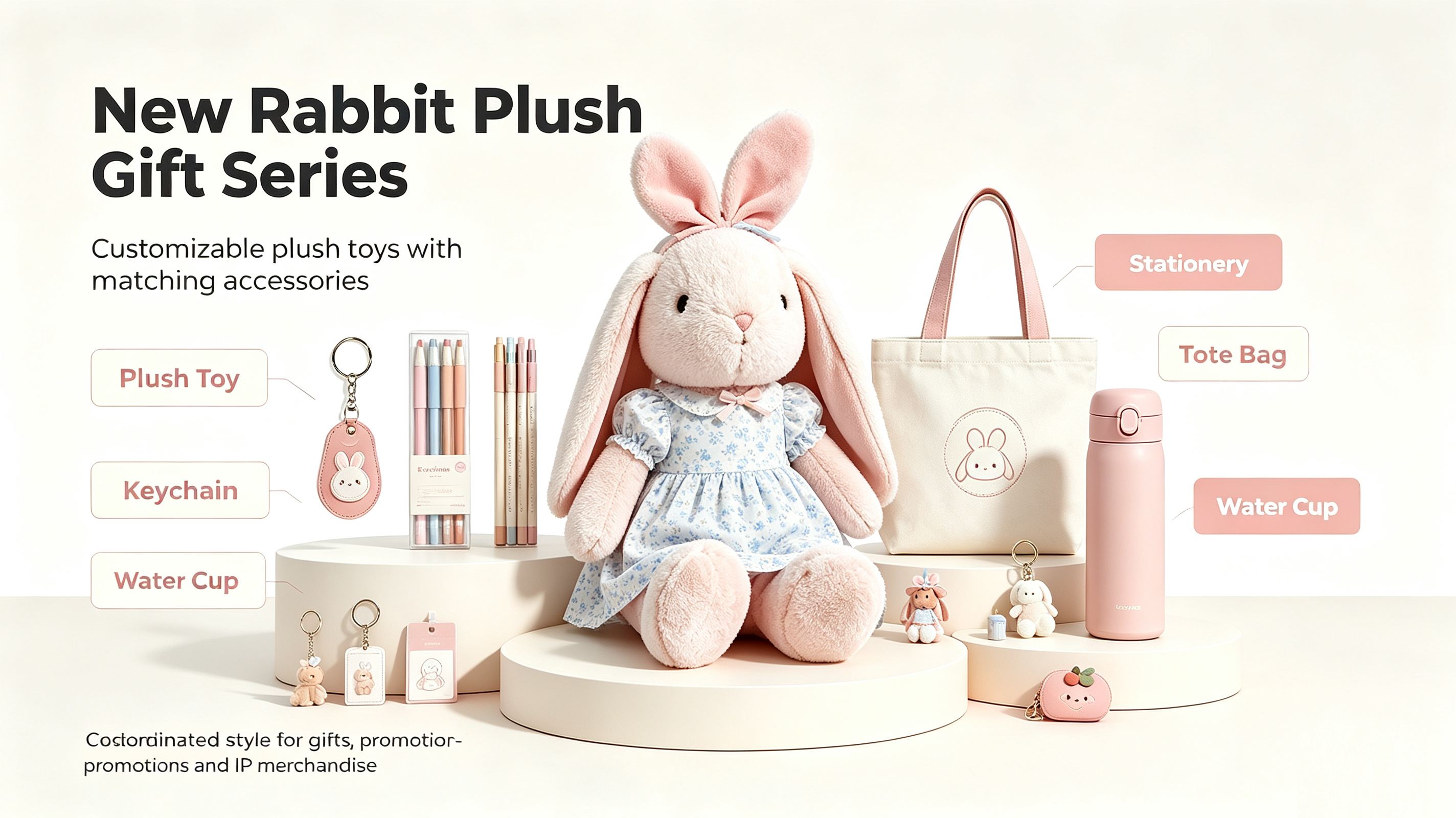 Custom Long-Eared Bunny Plush and Merch Collection