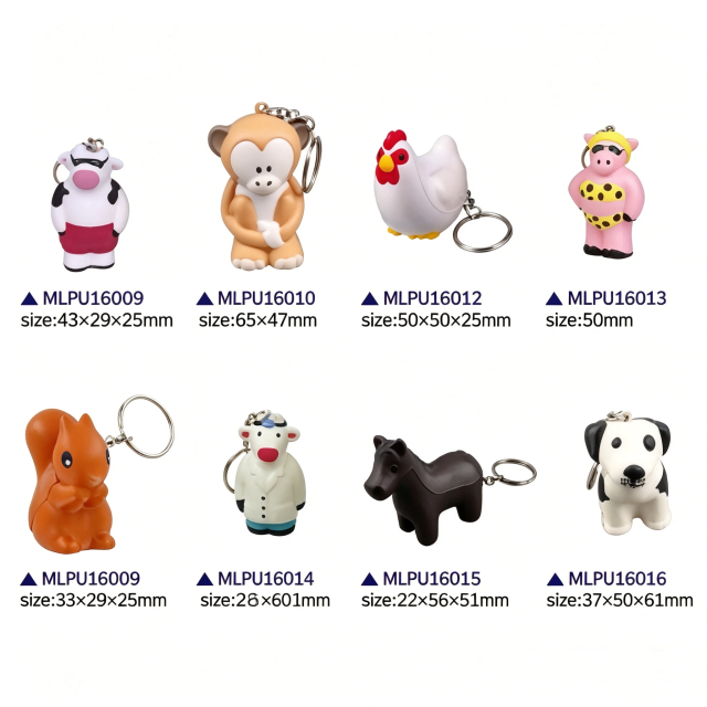 Custom PU Foam Stress Reliever Keychains - Corporate Gifts