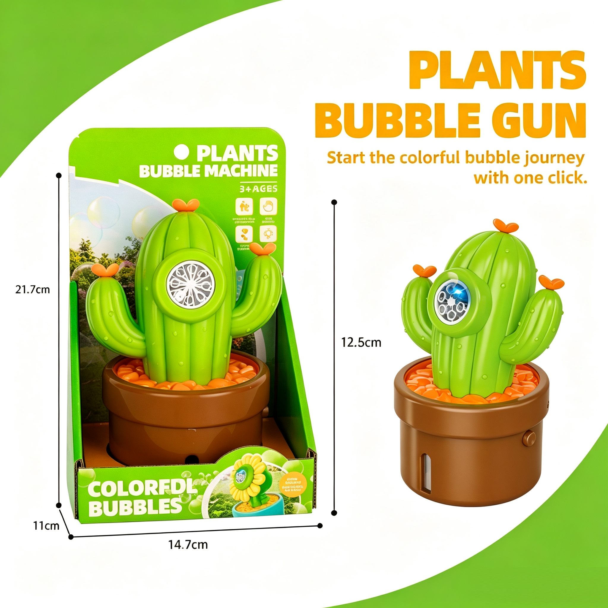 Wholesale Sunflower & Cactus Bubble Machine/bubble gun | Plant Style Promo Bubble Toys swag
