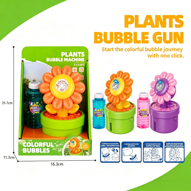 plastic bubble gun, children bubble gun. plastic toy, Wholesale Flower Potted Bubble Machine | LED Auto Bubble Toys for Promotions swag