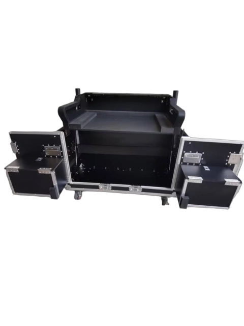 Flip flight case with speaker tray
