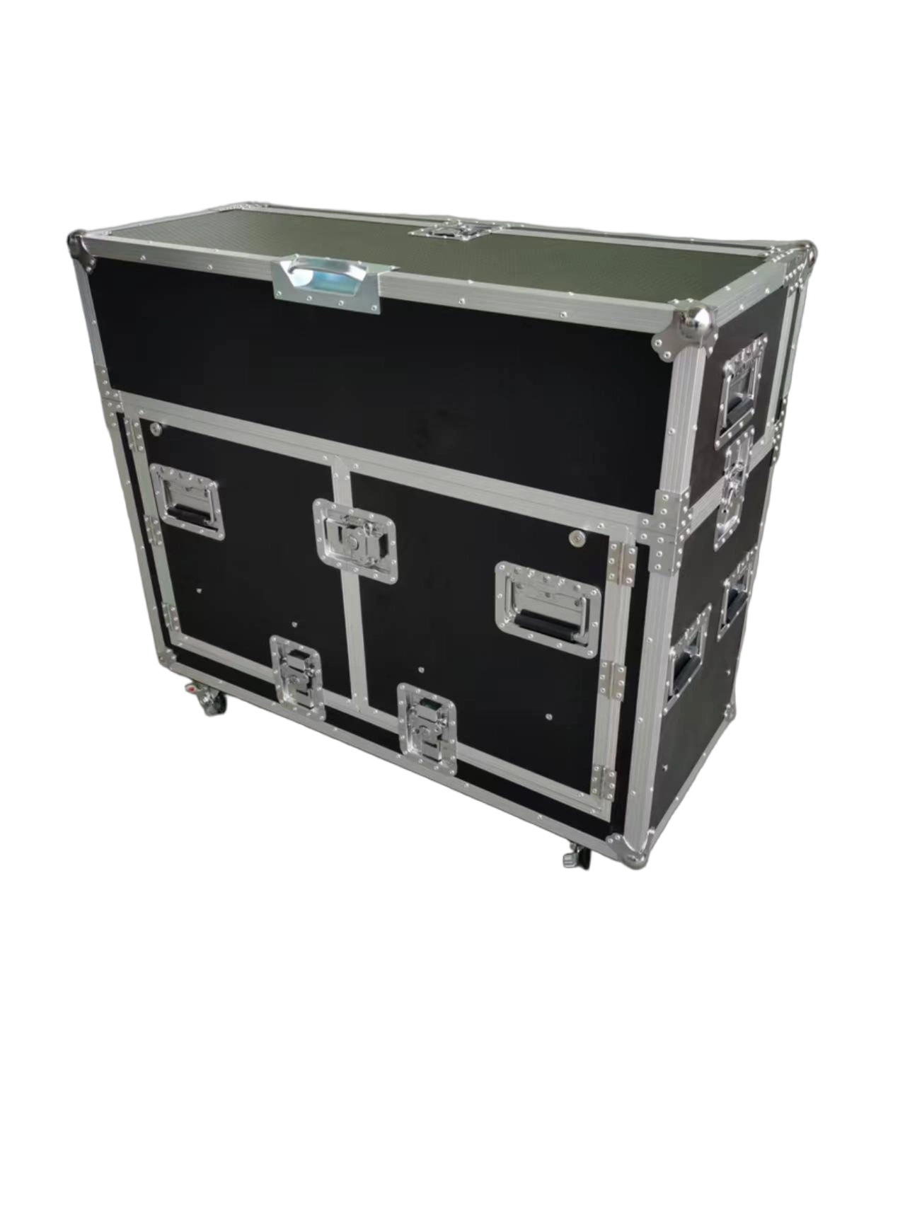 Flip flight case with speaker tray