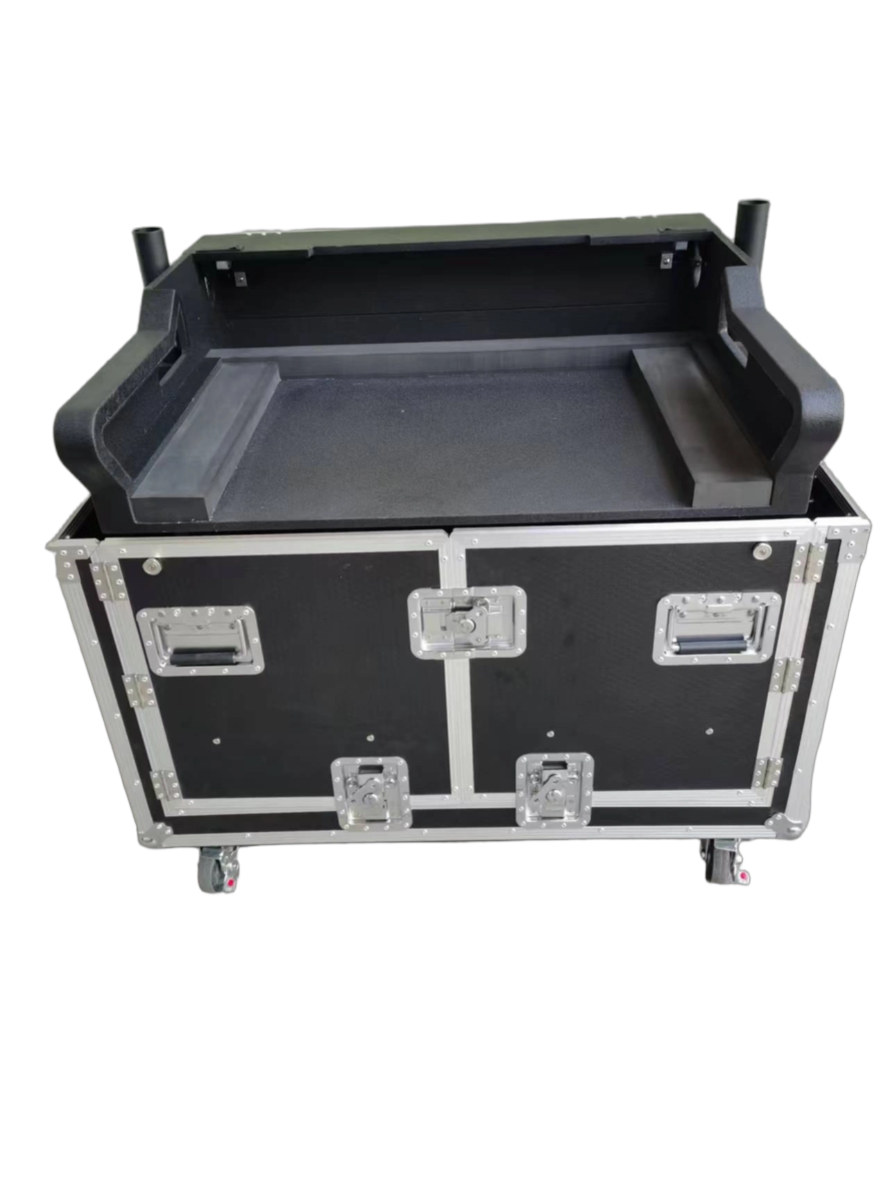 Flip flight case with speaker tray