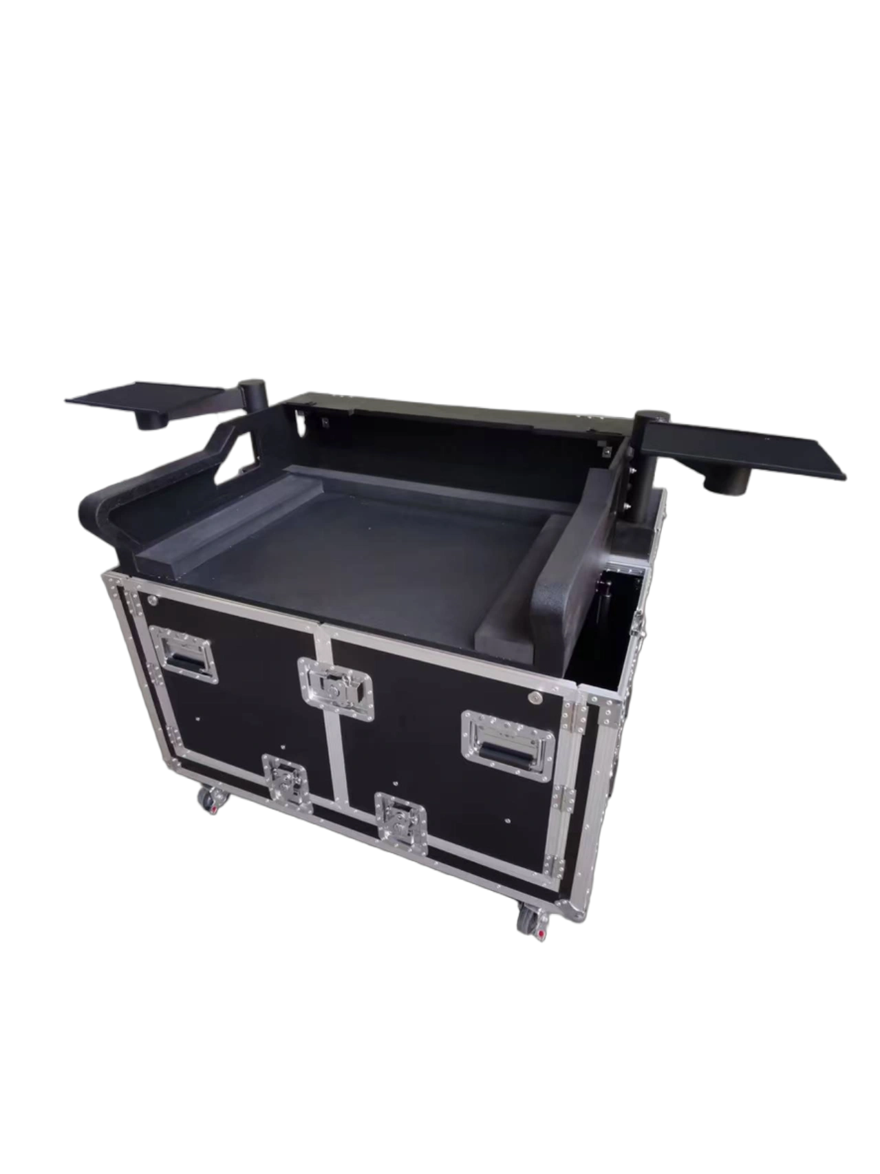 Flip flight case with speaker tray