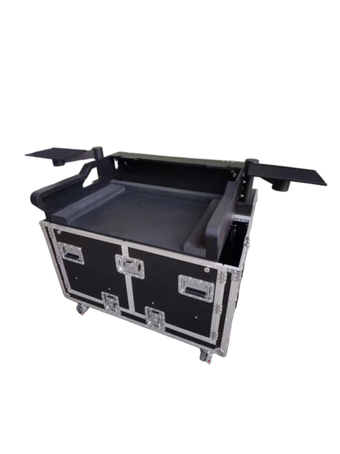 Flip flight case with speaker tray