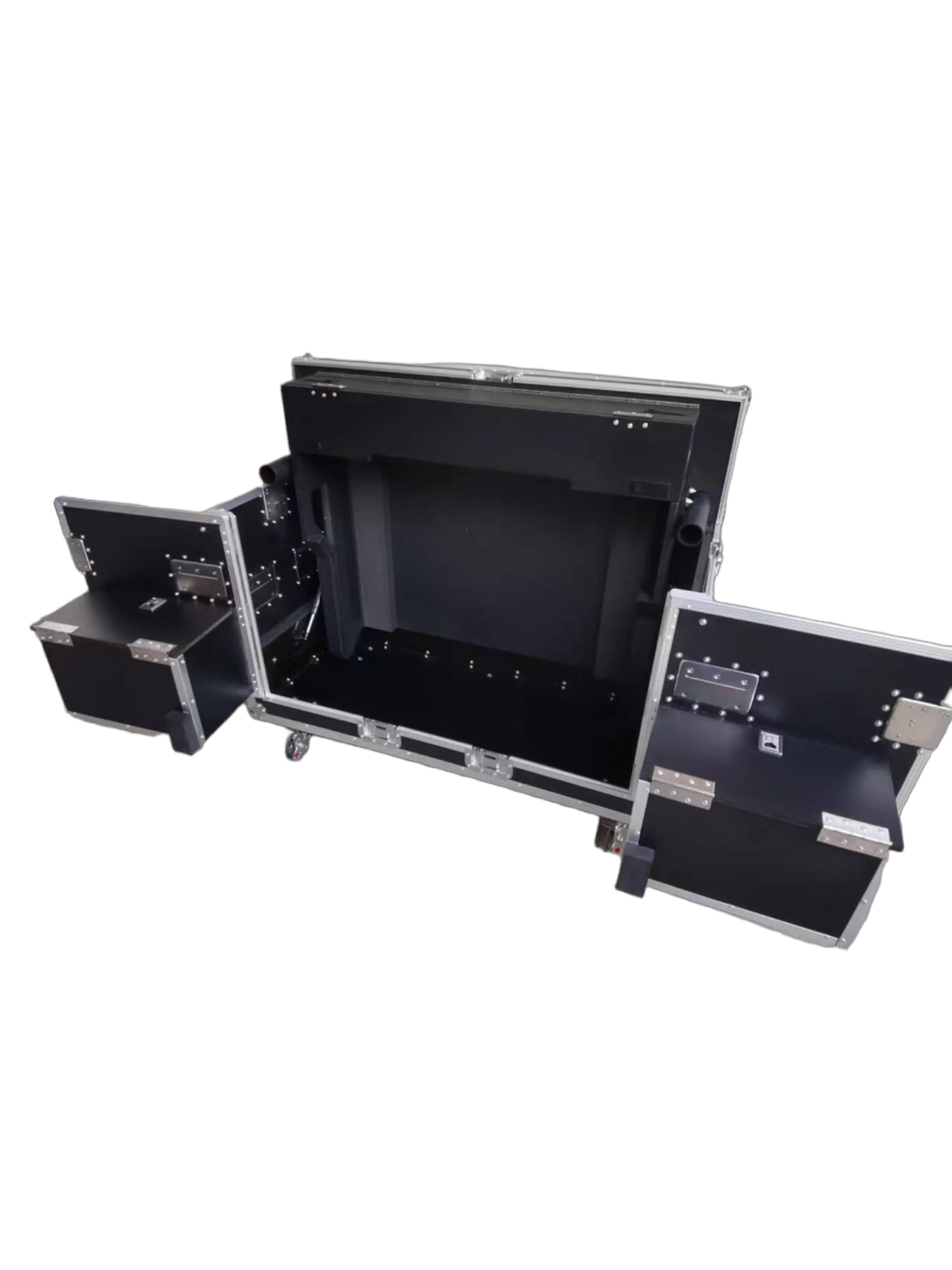 Flip flight case with speaker tray