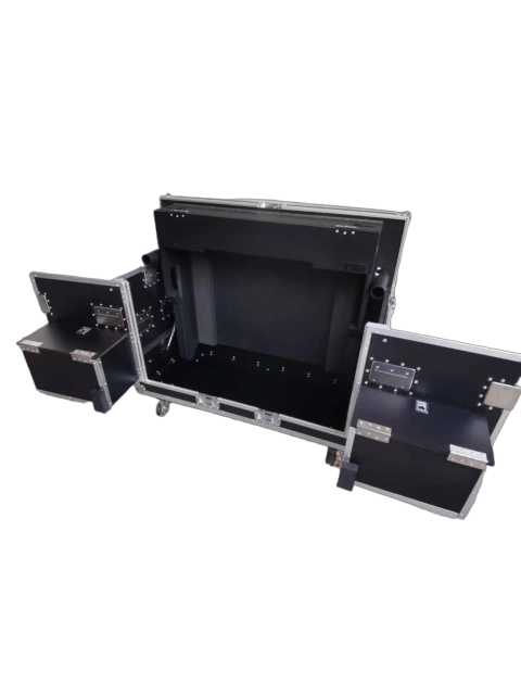 Flip flight case with speaker tray