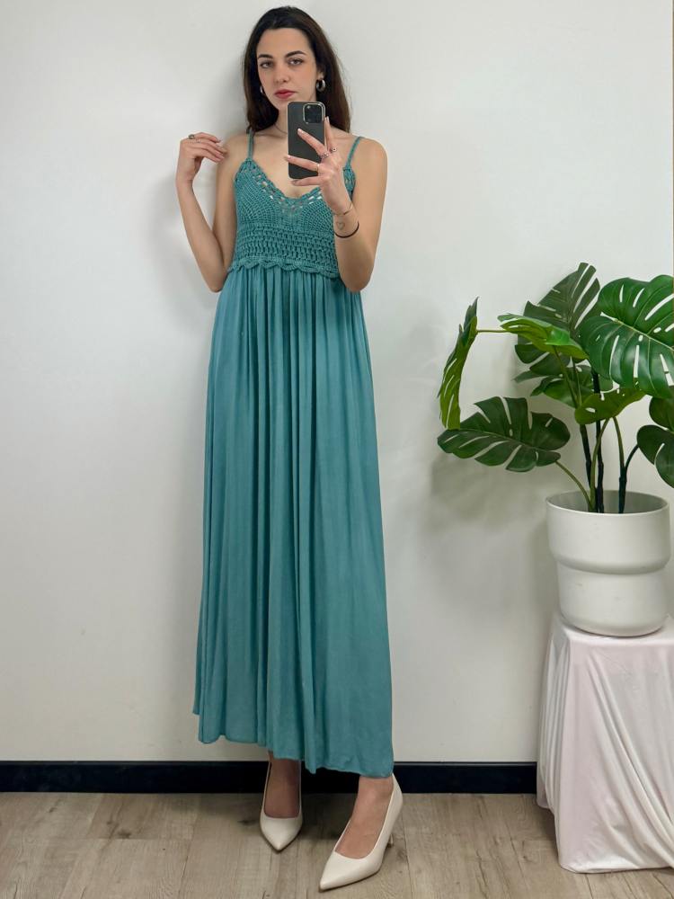 Abito lungo con ricamo