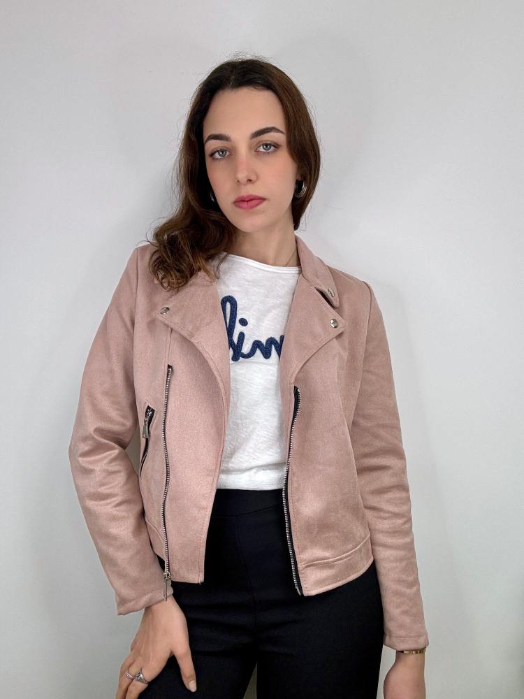 Giacca biker scamosciata