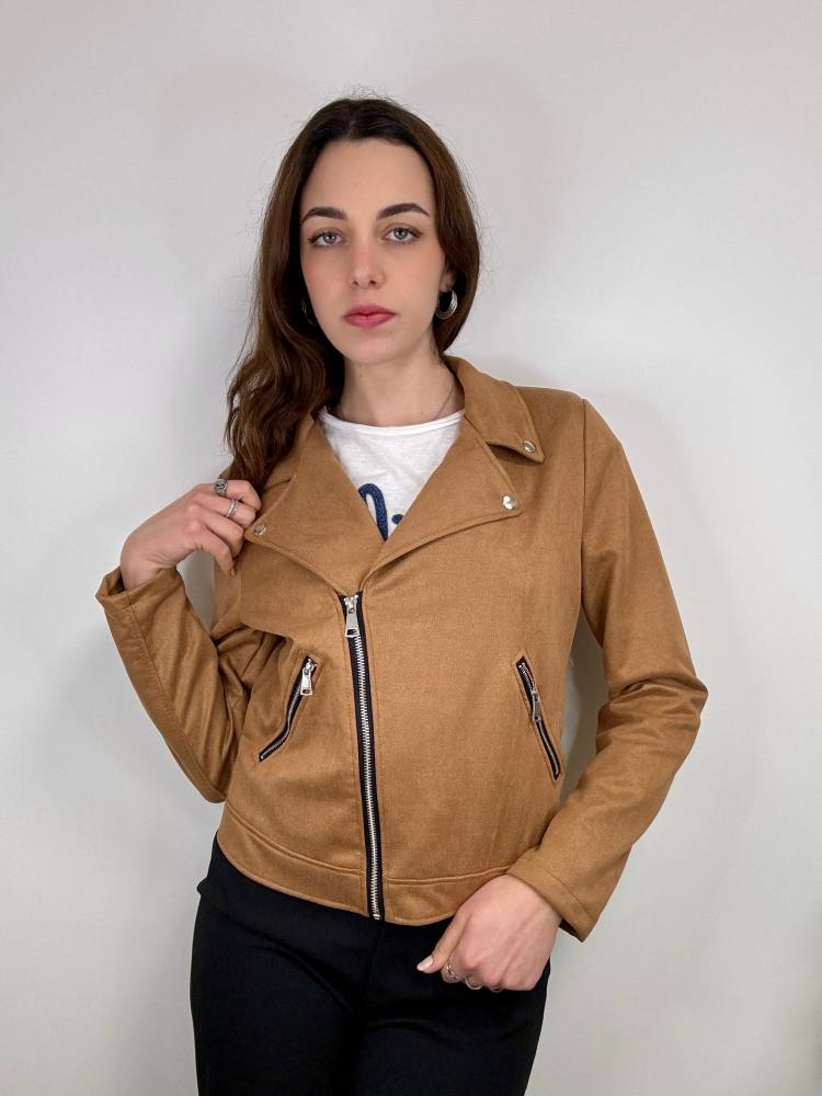 Giacca biker scamosciata