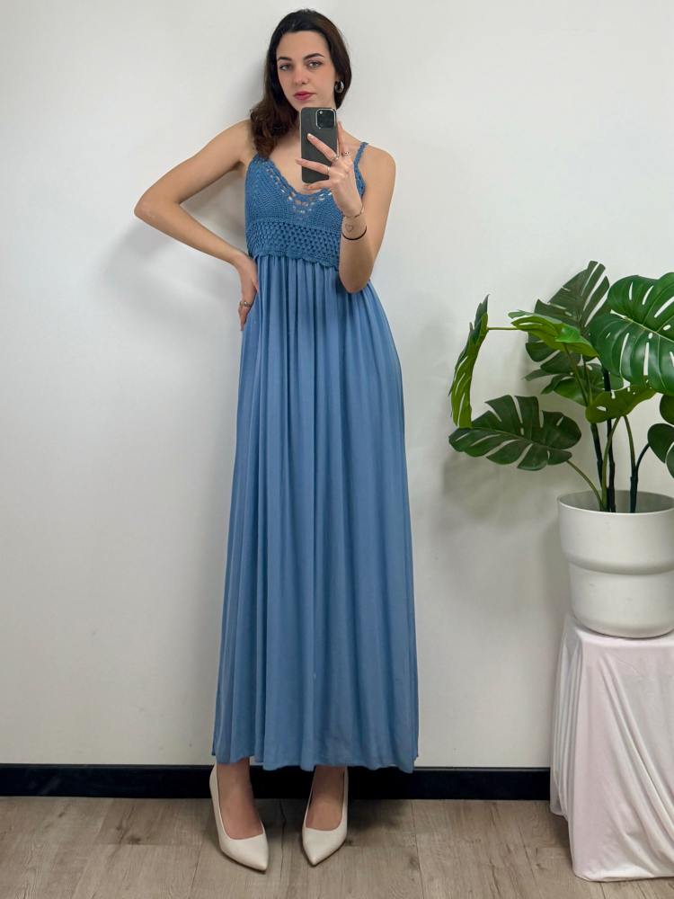 Abito lungo con ricamo