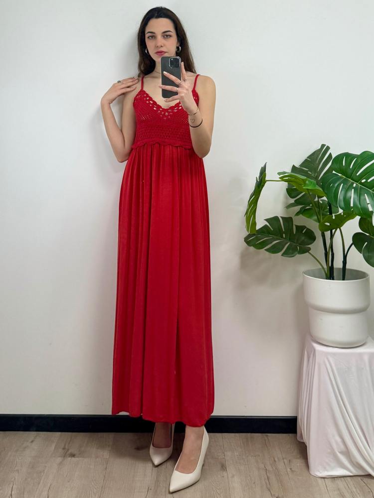 Abito lungo con ricamo