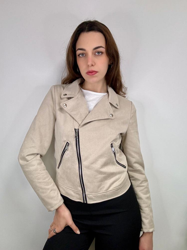 Giacca biker scamosciata