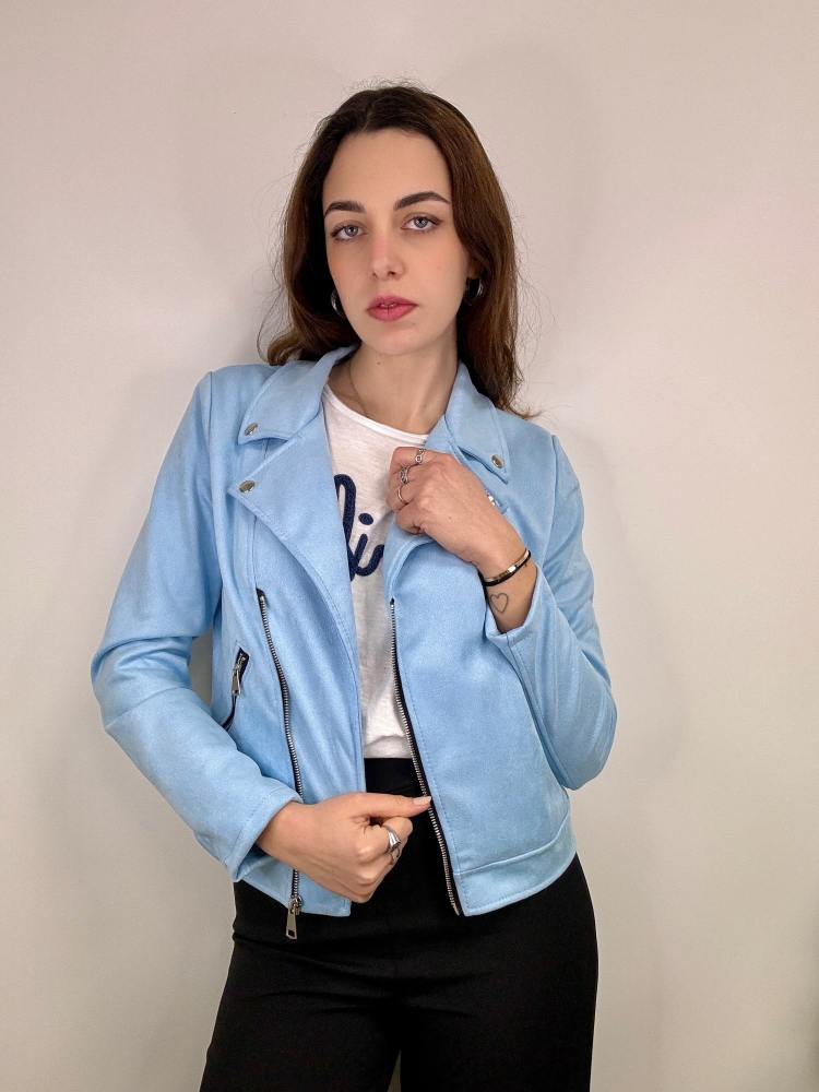 Giacca biker scamosciata