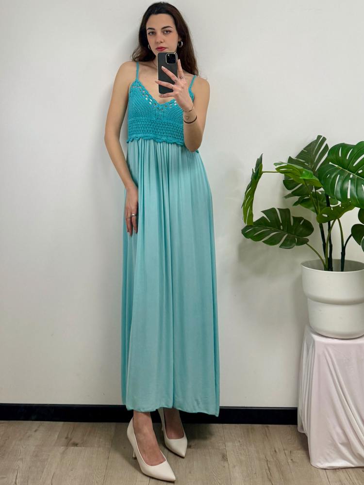 Abito lungo con ricamo