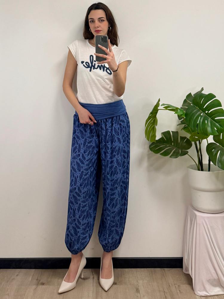 Pantalone fantasia foglia