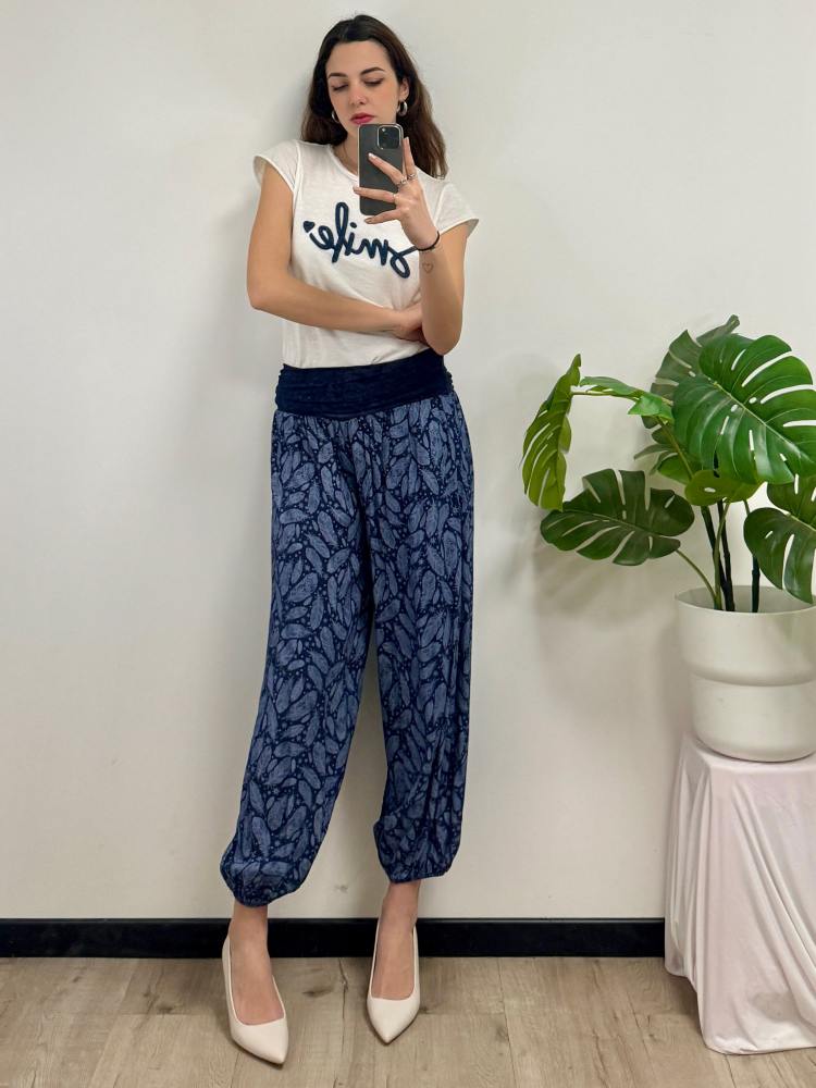 Pantalone fantasia foglia