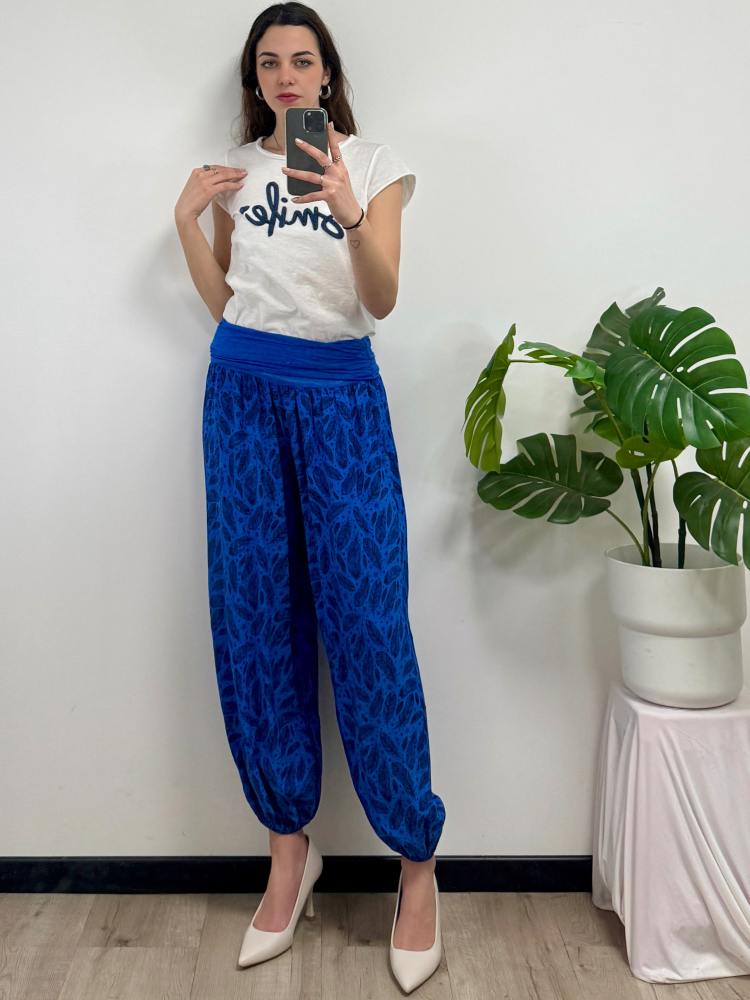 Pantalone fantasia foglia