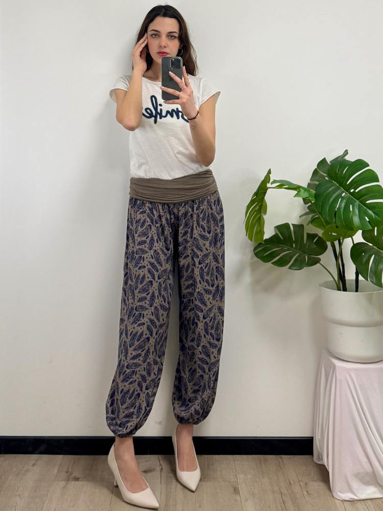Pantalone fantasia foglia