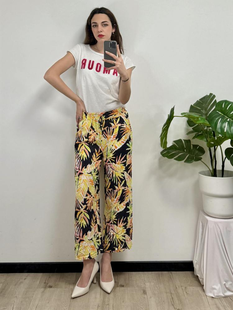 Pantalone fantasia in lino