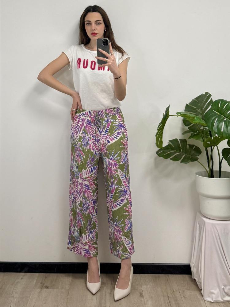 Pantalone fantasia in lino