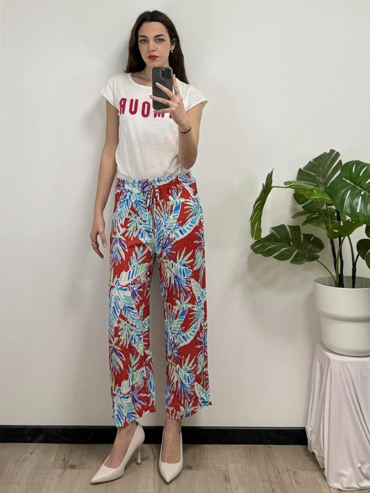 Pantalone fantasia in lino