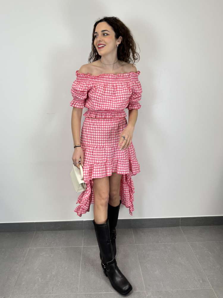 Coordinato quadretti gonna lunga