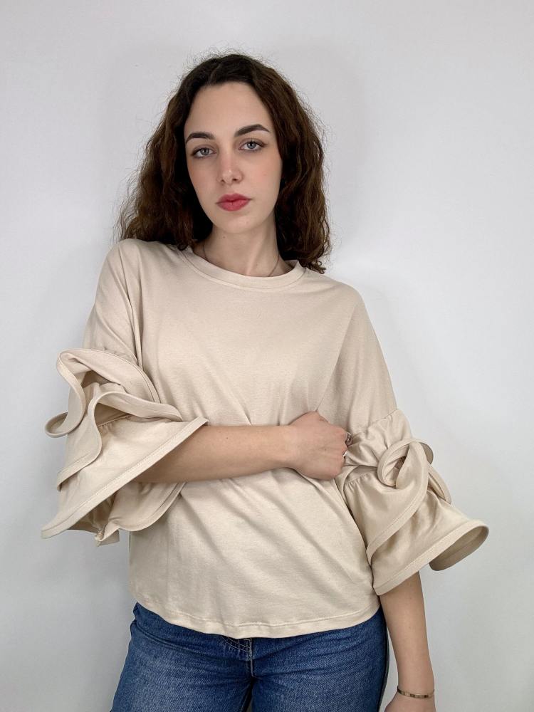 Maglia cotone volant