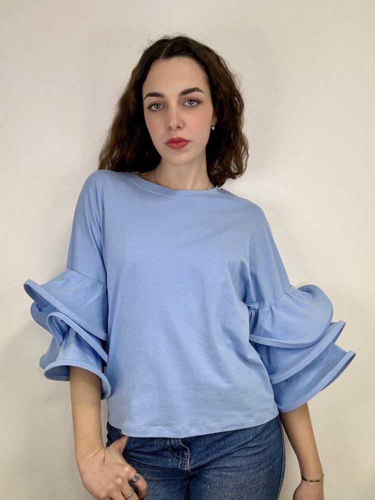 Maglia cotone volant