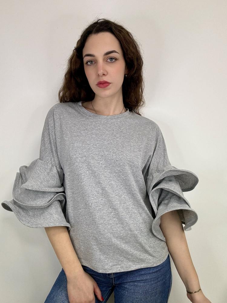 Maglia cotone volant