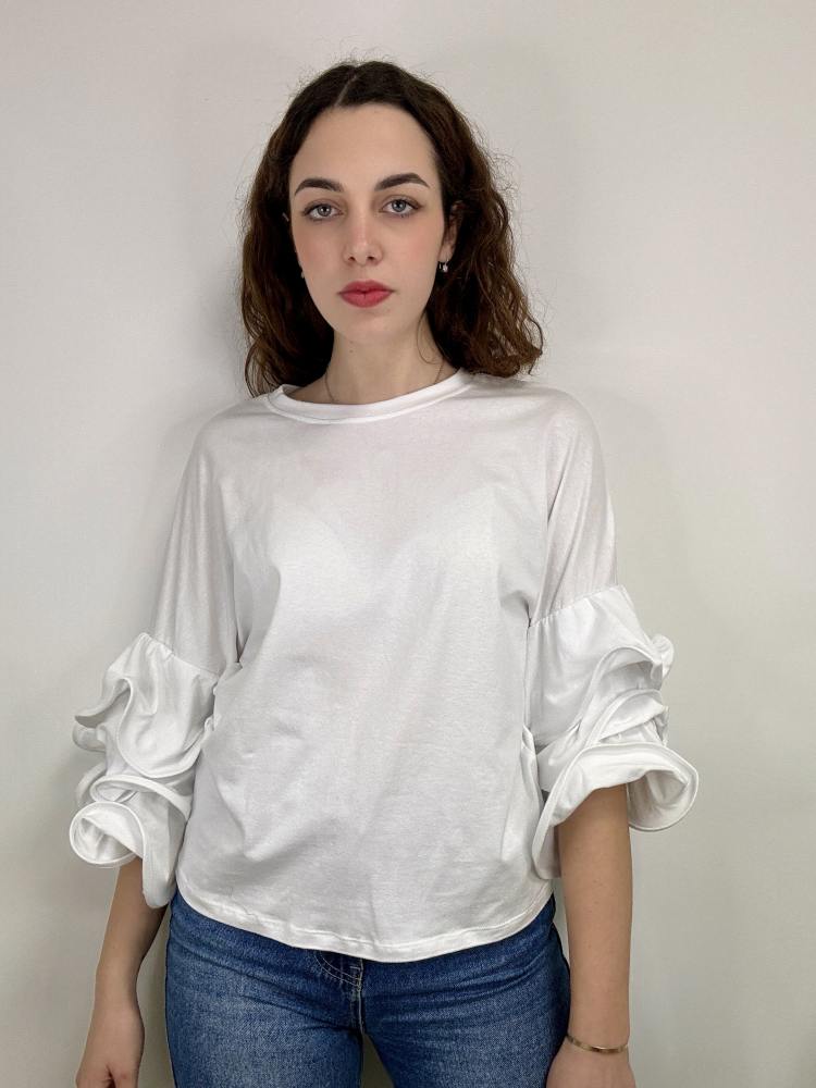 Maglia cotone volant