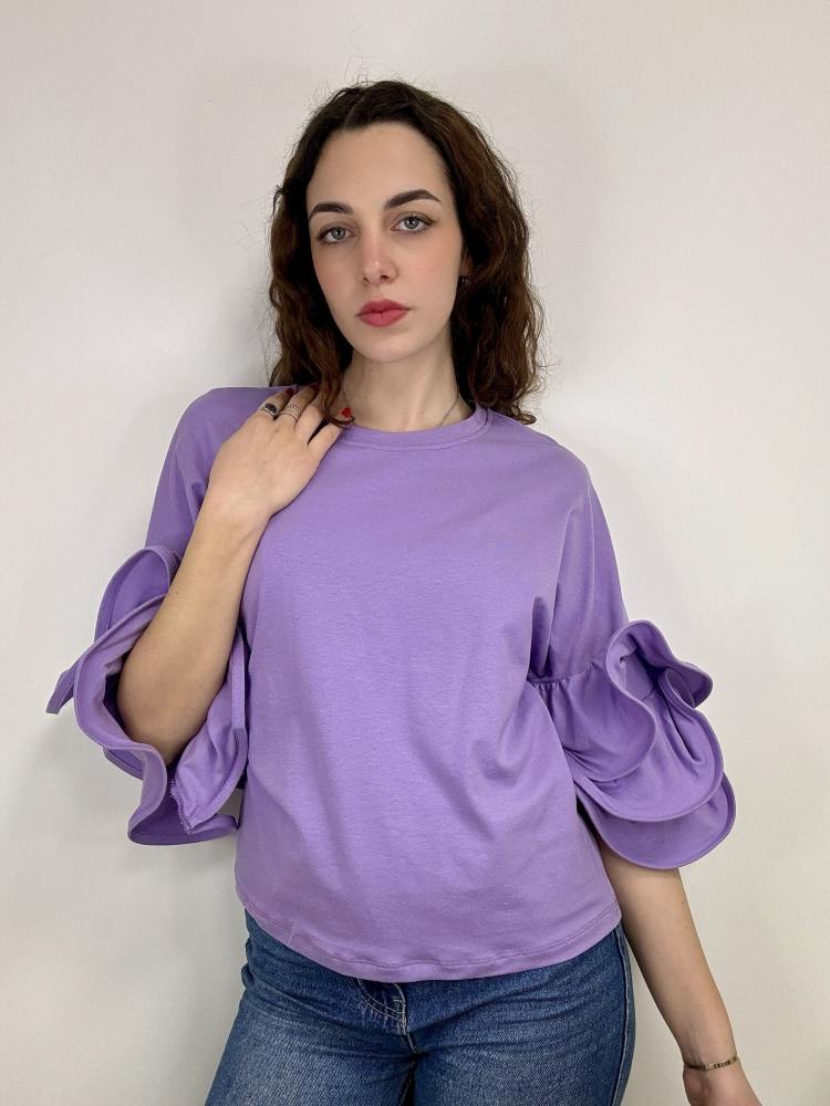 Maglia cotone volant