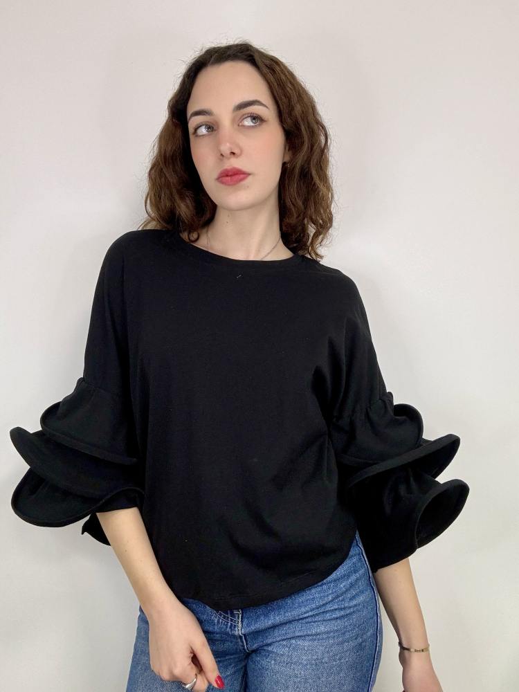 Maglia cotone volant