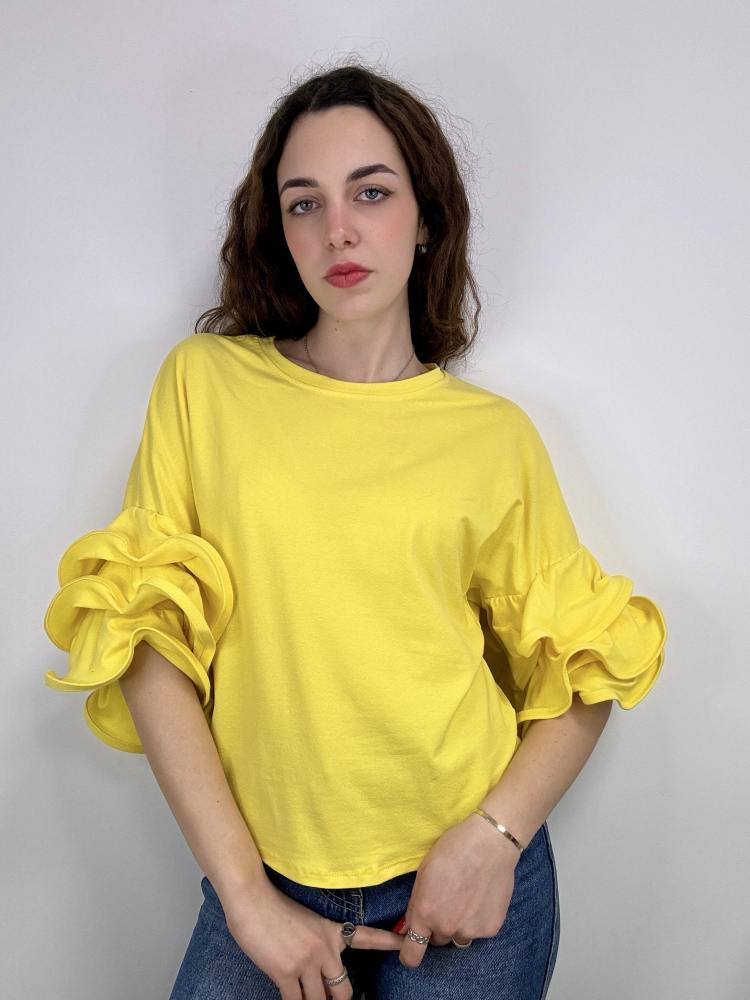 Maglia cotone volant