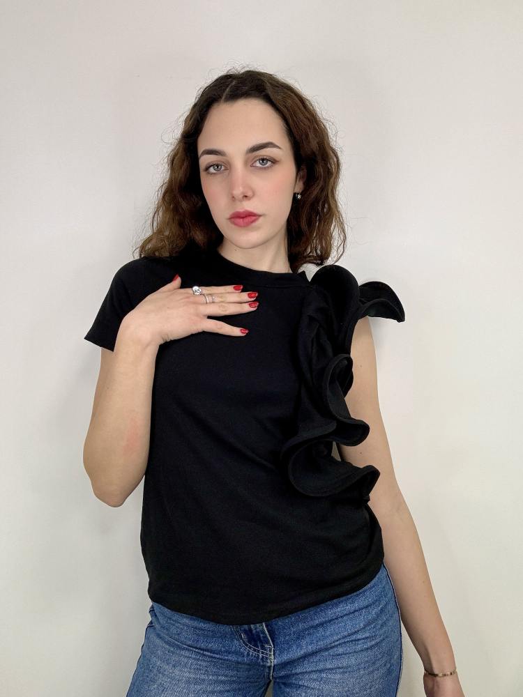 T shirt volant cotone