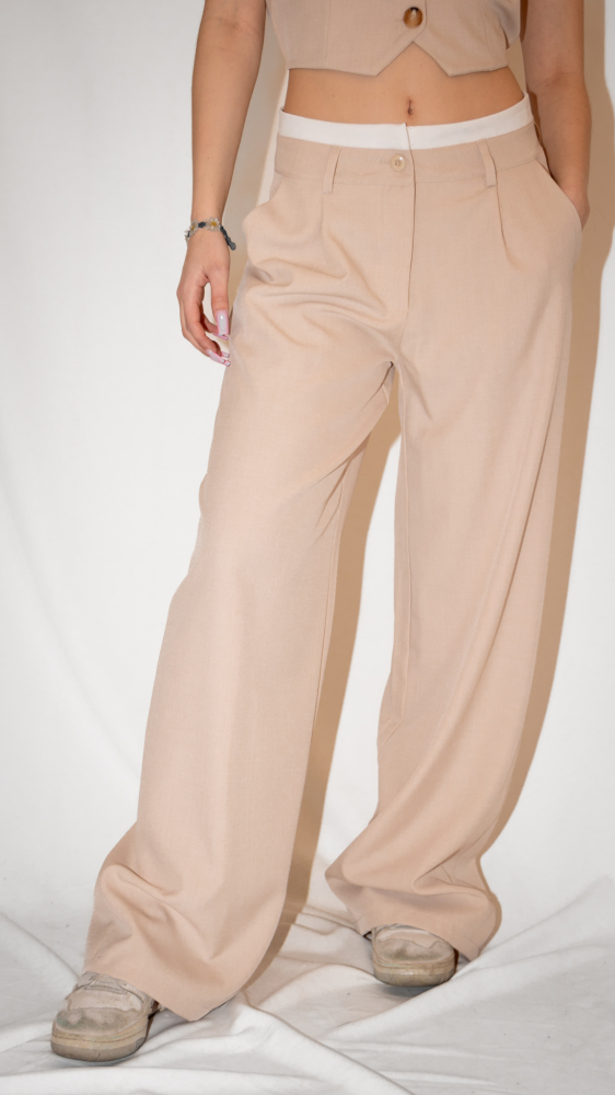 Halter Vest Double Ｗaistband Trousers Set