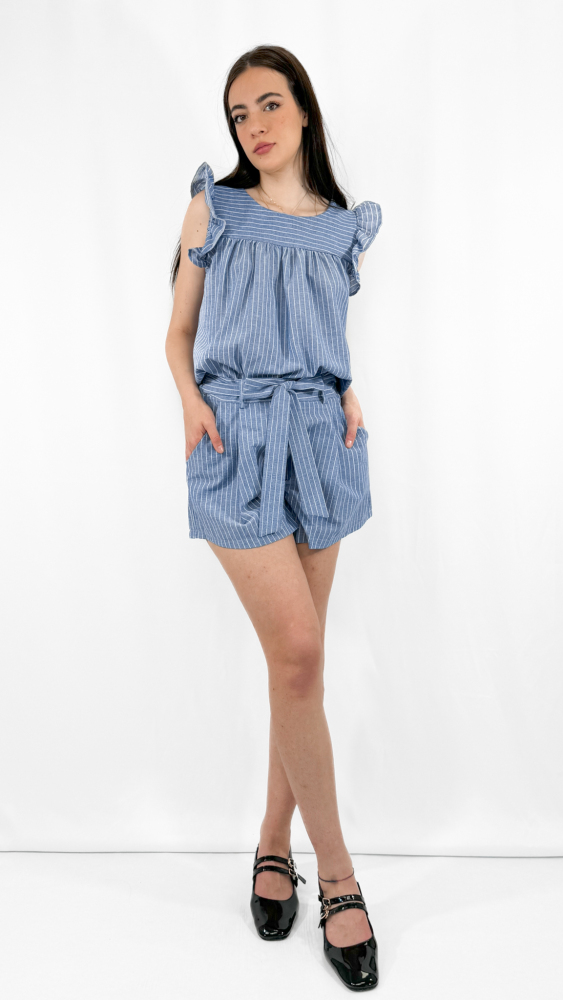 Wrap Tie Stripe Summer Shorts