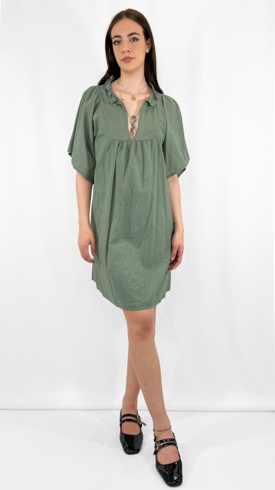 Ruffle V-Neck Smock Dress