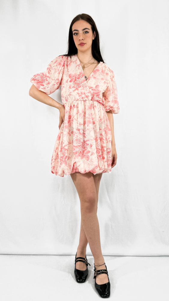 Floral Balloon Mini Dress