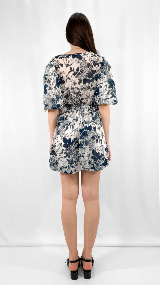 Floral Balloon Mini Dress