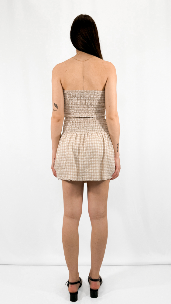 Checkered Off-shoulder Croset Dress