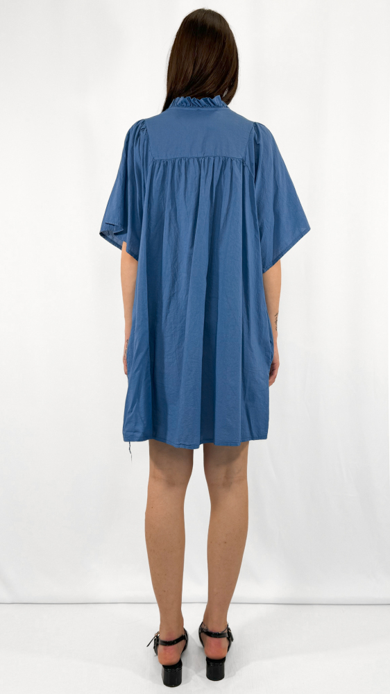 Ruffle V-Neck Smock Dress