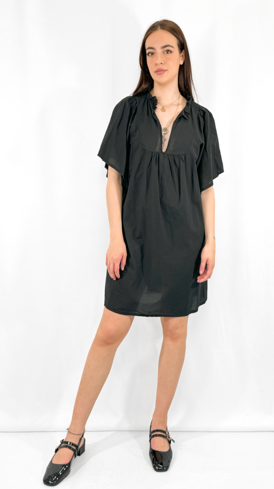 Ruffle V-Neck Smock Dress