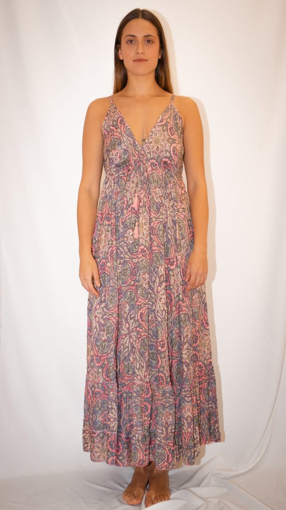 India Block Print Maxi Dress